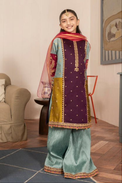 03-Piece Kids Raw Silk Suit