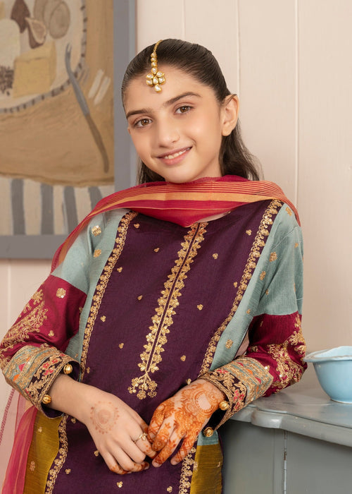 03-Piece Kids Raw Silk Suit