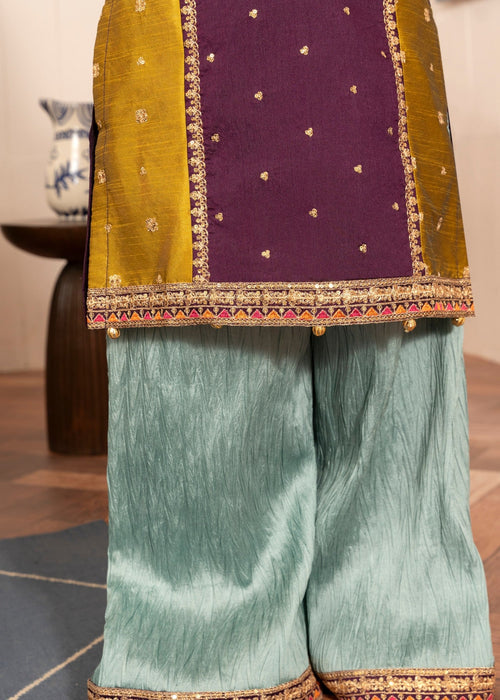 03-Piece Kids Raw Silk Suit