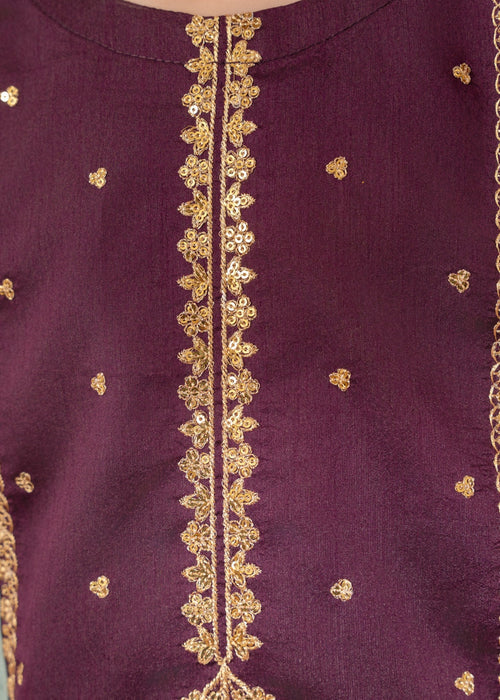 03-Piece Kids Raw Silk Suit