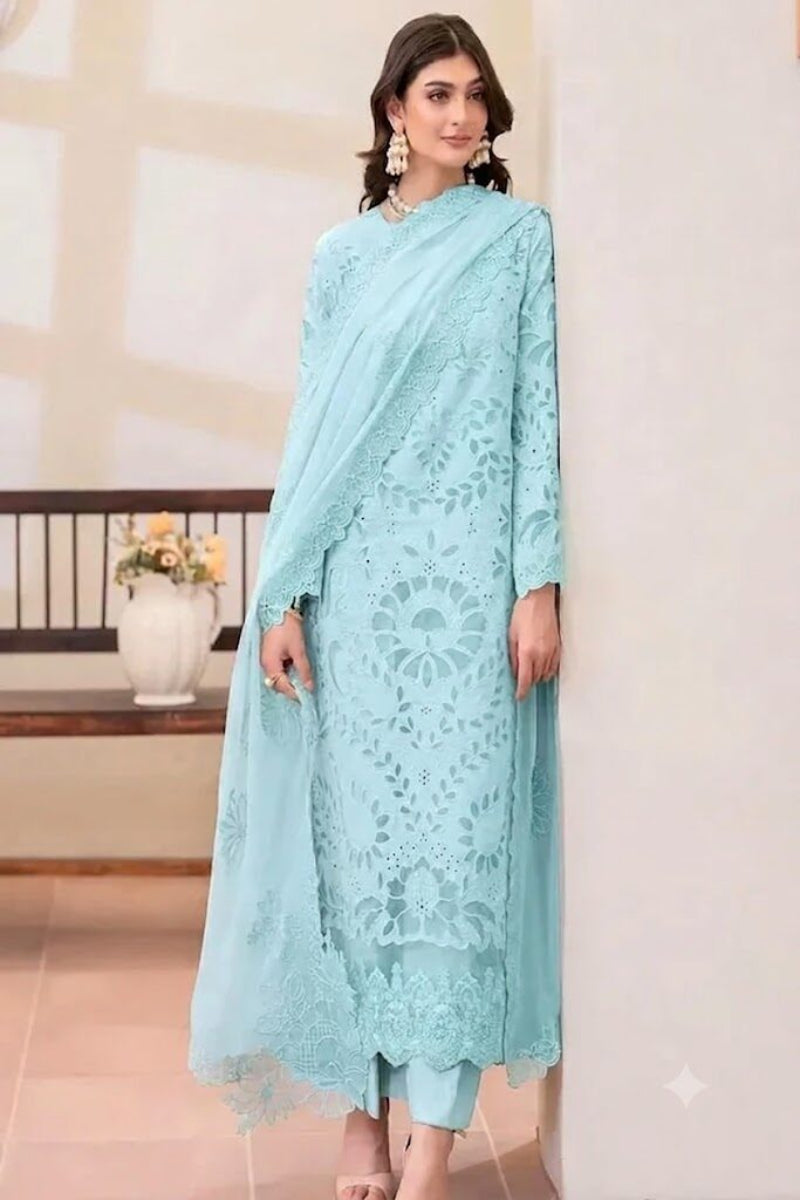 Embroidered Chikankari Lawn Suit with Chiffon Dupatta | 3 Piece Ready to Wear