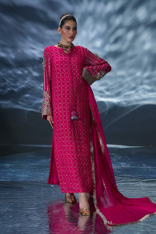 03-Piece Sequence Chiffon Dress Ready To Wear