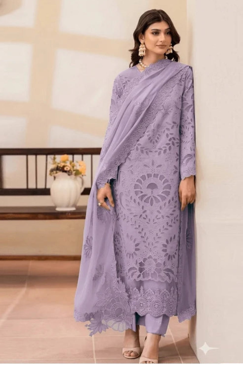 Embroidered Chikankari Lawn Suit with Chiffon Dupatta | 3 Piece Ready to Wear