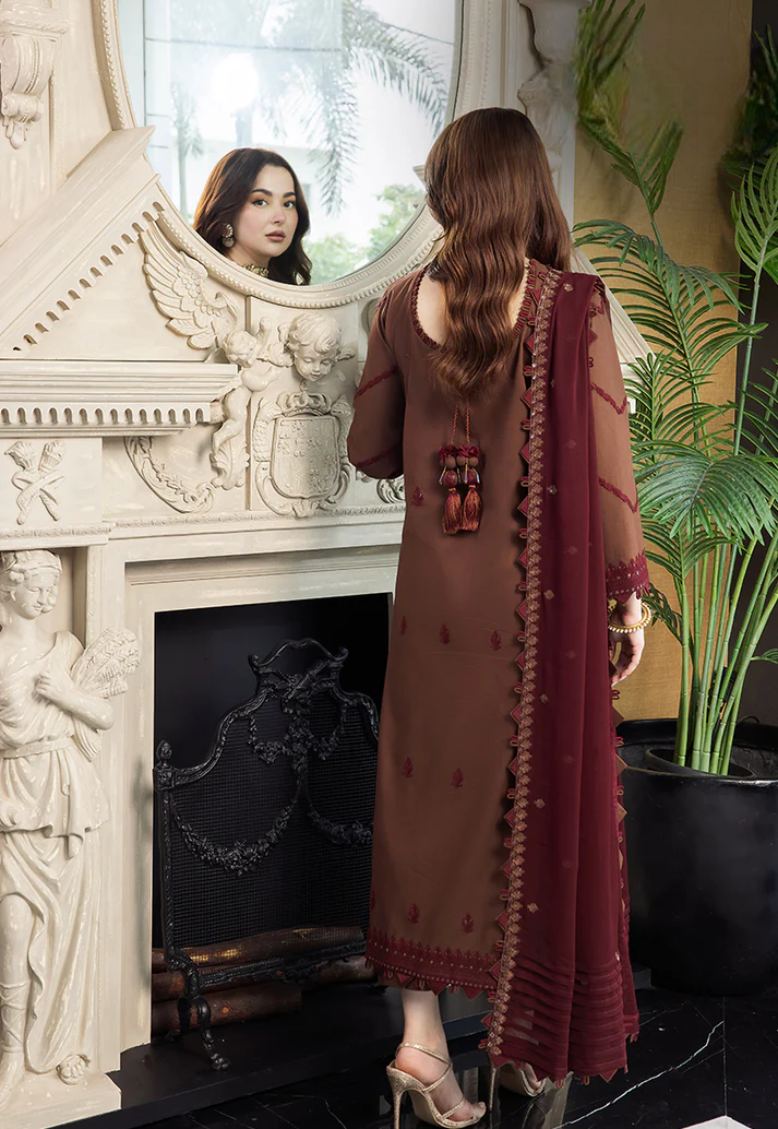 Rich Brown - 03-Piece Embroidered Lawn Suit | Ready To Wear