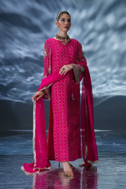 03-Piece Sequence Chiffon Dress Ready To Wear