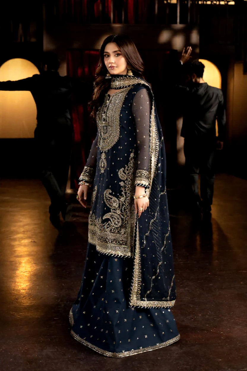 03-Piece Chiffon Suit With Embroidery - Ready To Wear