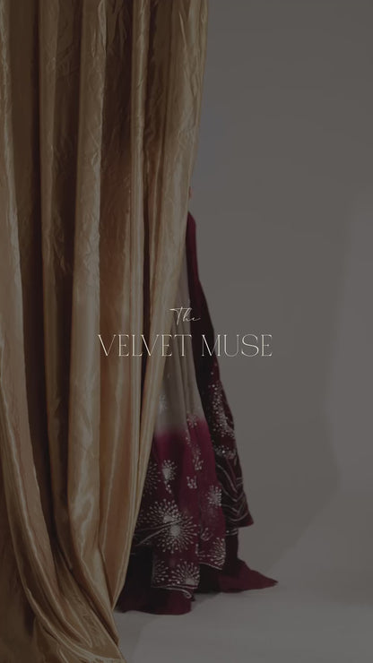 3 Piece Stitched Mahroon Velvet Bridal Suit