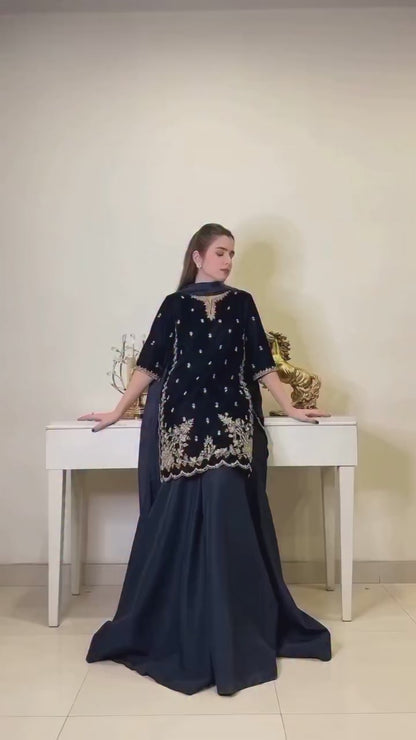 Luxury Hand-Embellished Micro Velvet Formal Suit