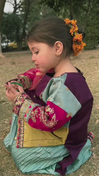 03-Piece Kids Raw Silk Suit