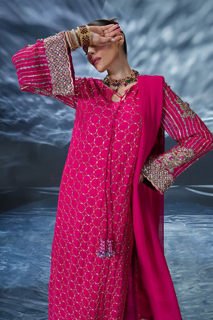 03-Piece Sequence Chiffon Dress Ready To Wear