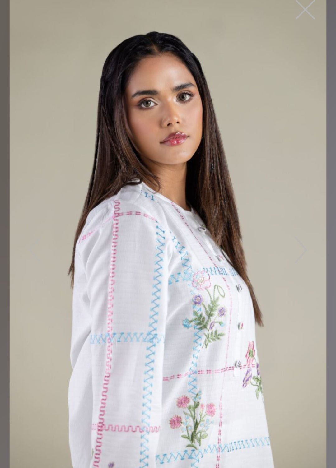 03-Piece Button Flaired Shirt and Shalwar  - Ready To Wear