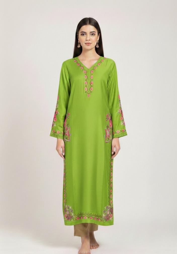 3 Piece Stitched Silk Dress - Ready To Wear