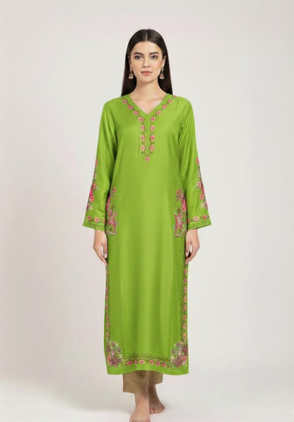 3 Piece Stitched Silk Dress - Ready To Wear