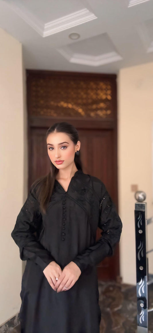 3  Piece Stitched Raw Silk suit - Ready to Wear