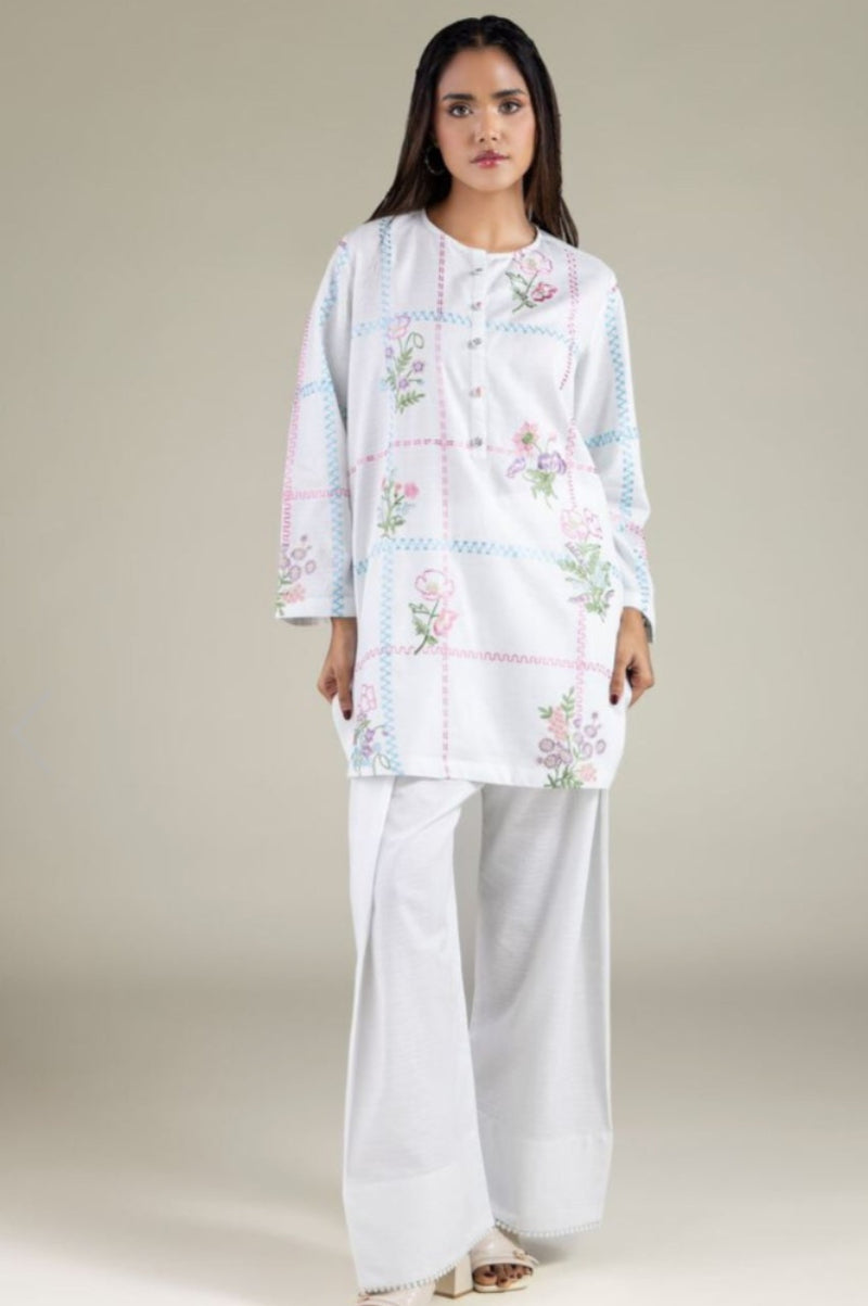 03-Piece Button Flaired Shirt and Shalwar  - Ready To Wear