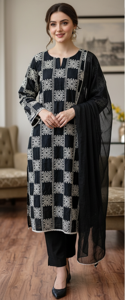 3 Piece Stitched Chikankari - Ready To Wear