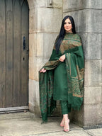 3 Piece Stitched Pashmina Dress With Embroidery Shawl - Ready To Wear