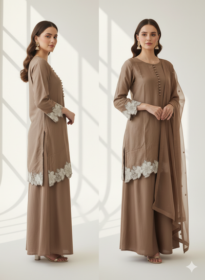 Designer Dress 3-Piece Khaddi Silk Suit