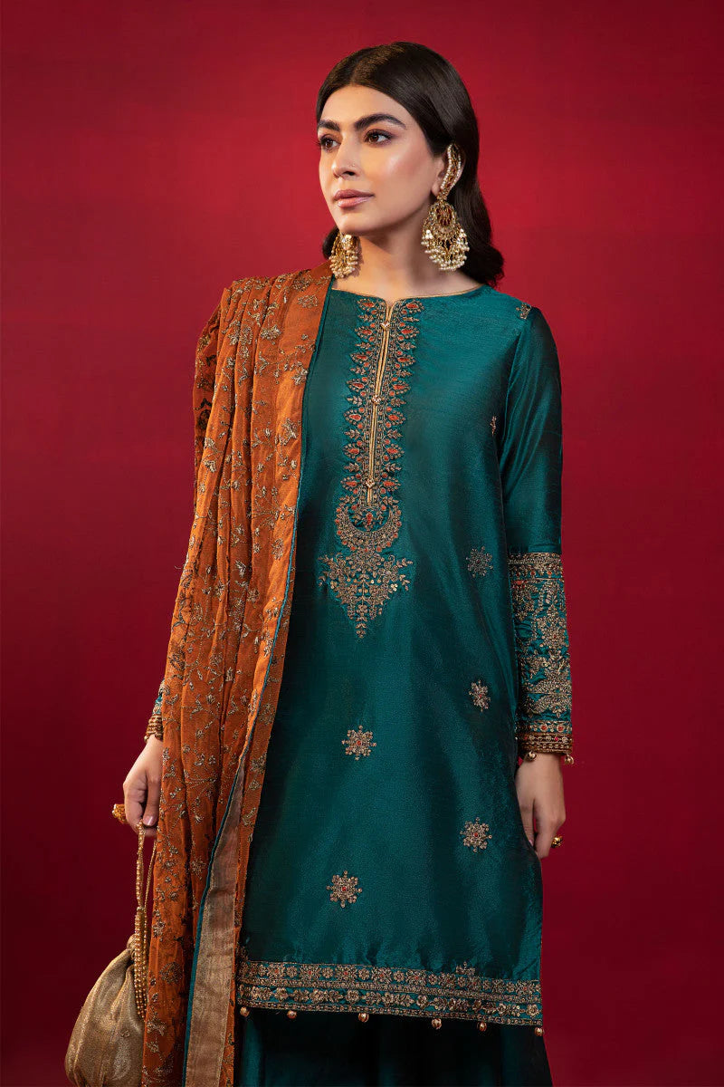 Green Evening Wear Formal Embroidered Dress