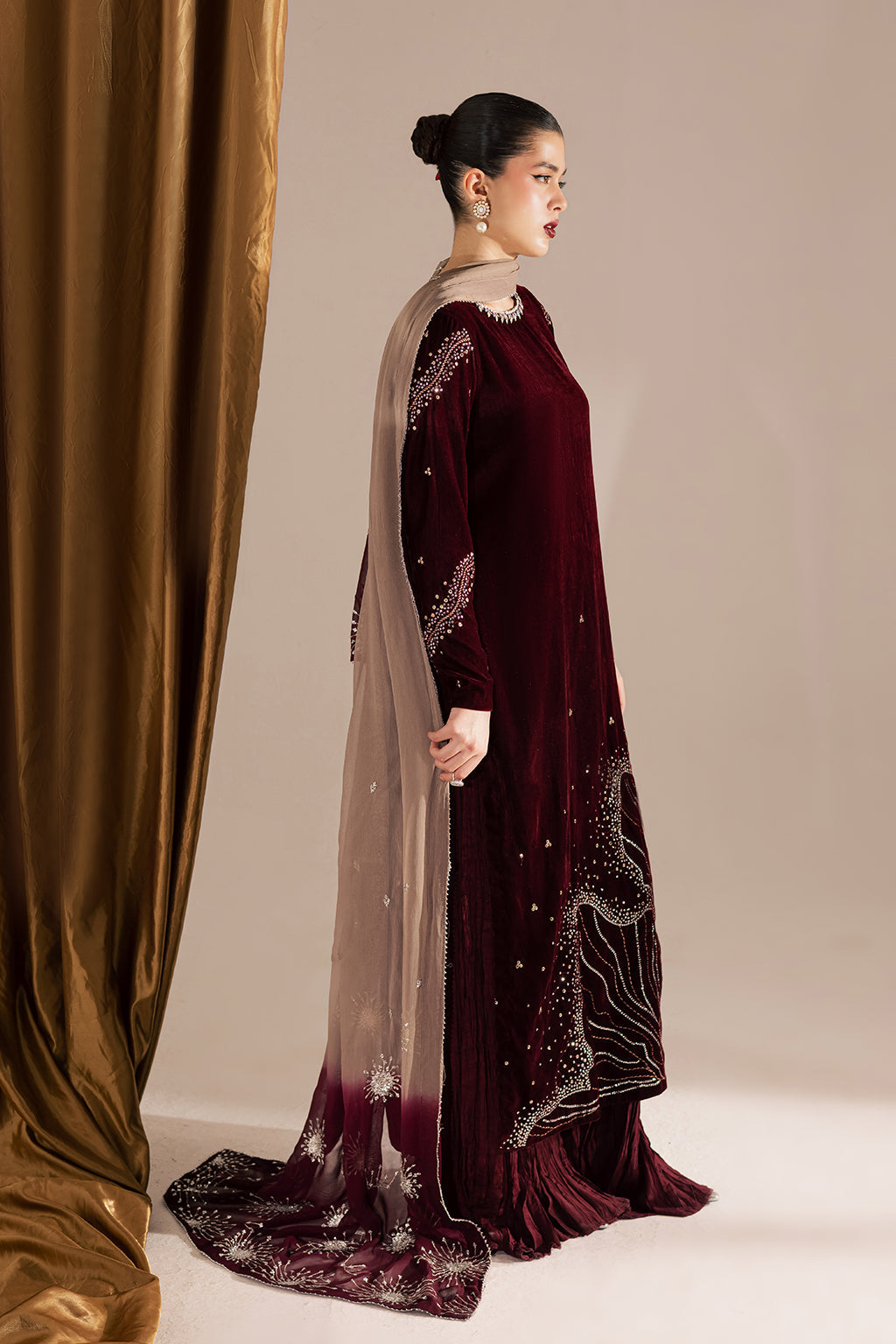 3 Piece Stitched Velvet Suit - Ready to Wear